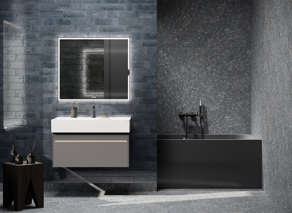 KERAMA MARAZZI TE.mi.90.1 Зеркало TECNO c LED 90 с макролинзой, с подсветкой, с функцией антизапотевание, белый глянцевый