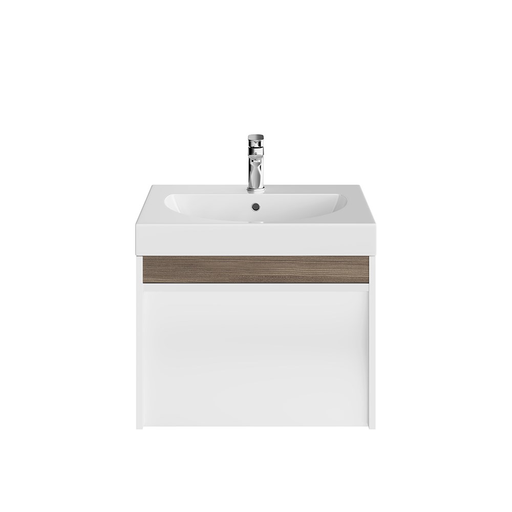 Тумба MODULA подвесная 60 с ящиком 1+1, белая глянцевая