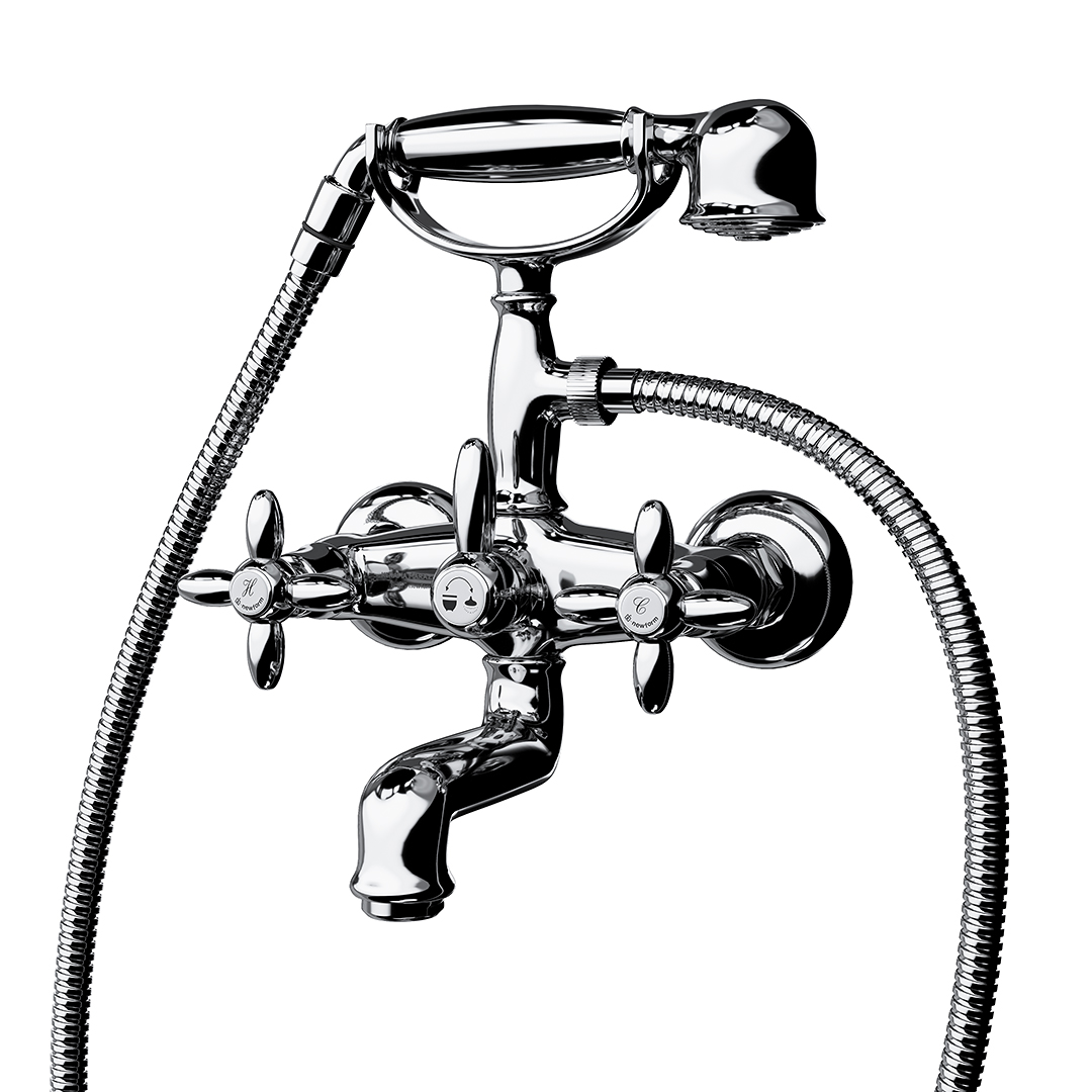 Смеситель для ванны MUSE настенный с переключателем, хром глянец