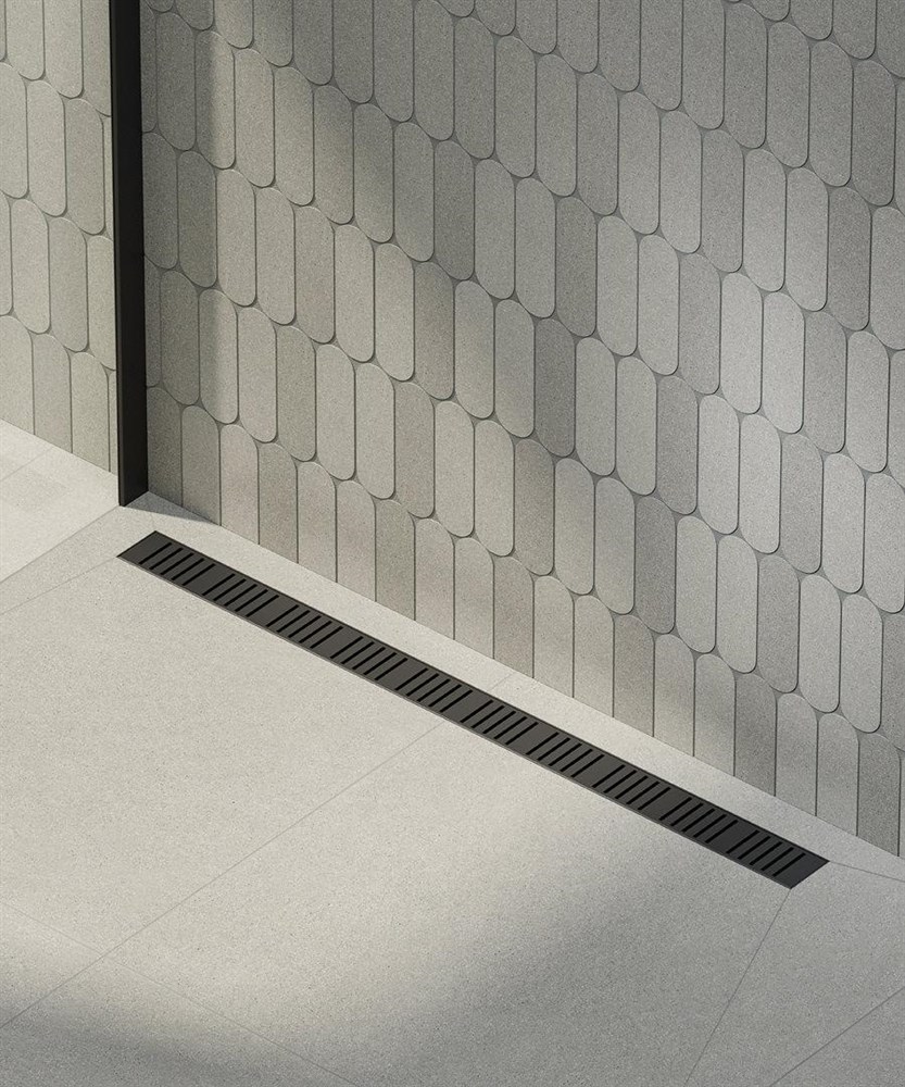 Душевой лоток smart из нержавеющей стали, черный, 85 см