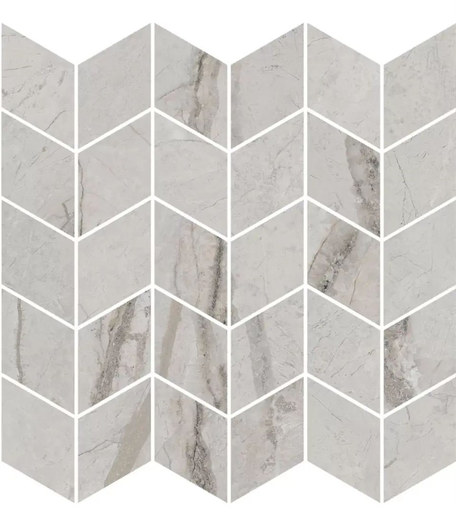 Декор Ифран мозаичный серый светлый глянцевый обрезной 30x31,2x0,9