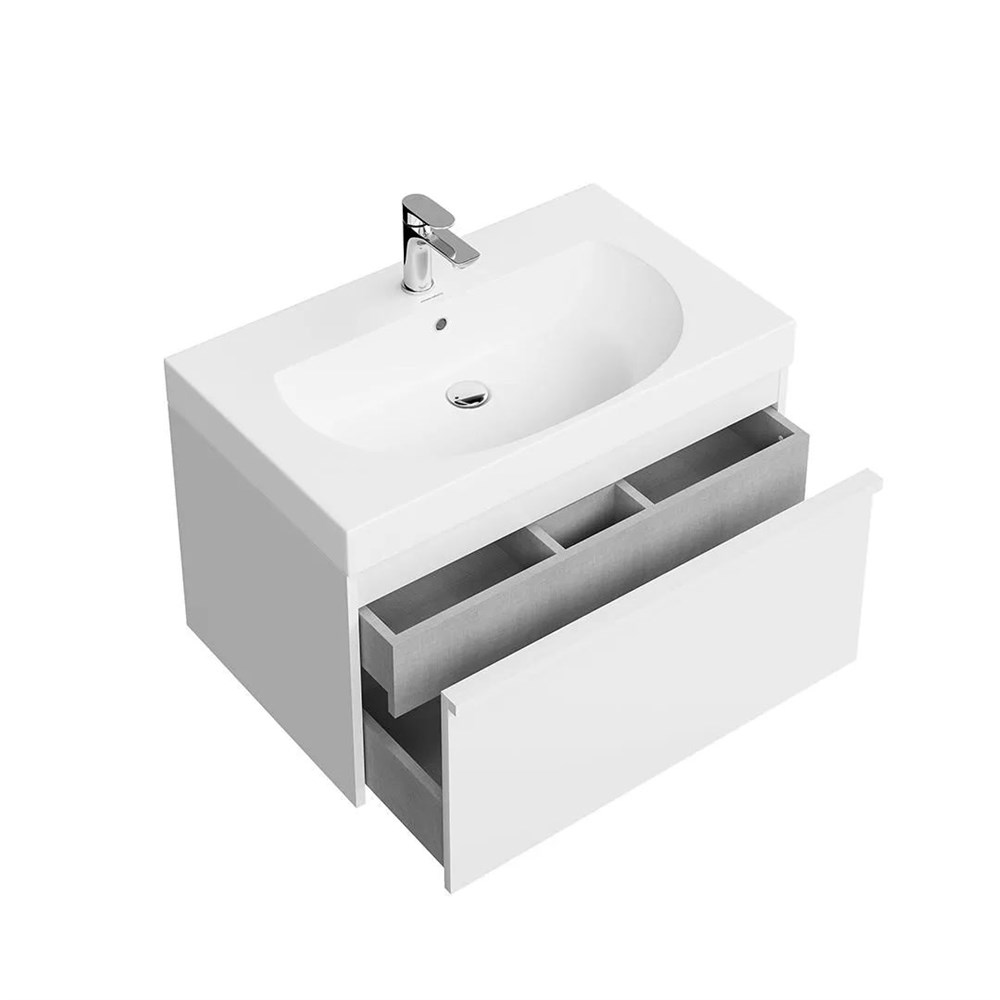 KERAMA MARAZZI MOD.80.1+1/WHT Тумба MODULA подвесная 80 с ящиком 1+1, белая глянцевая