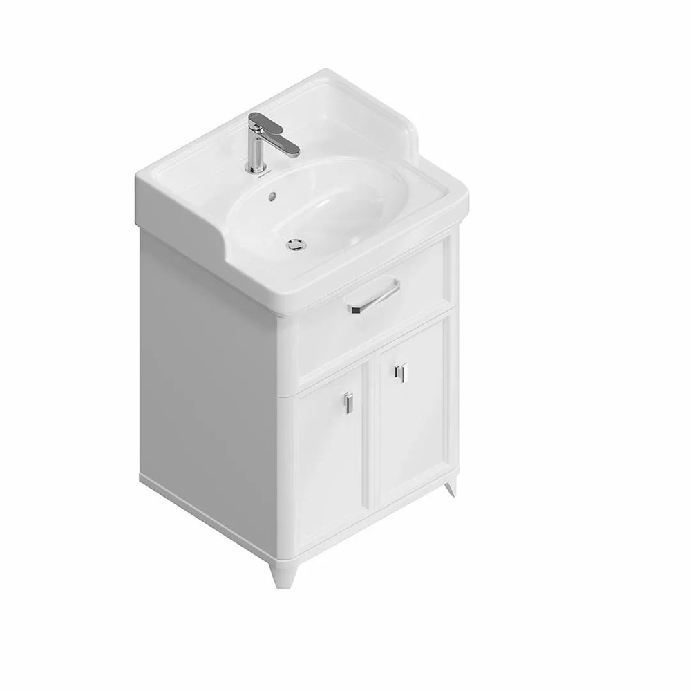 KERAMA MARAZZI PO.M.60.1/WHT Тумба POMPEI напольная с ящиком и дверцами 60, белая глянцевая