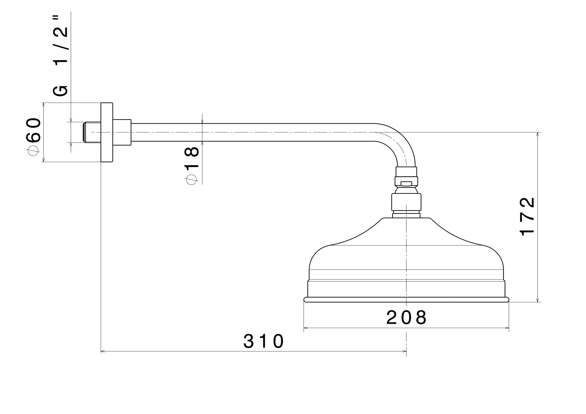 Душевая лейка MUSE «тропический дождь» с кронштейном, потертая бронза
