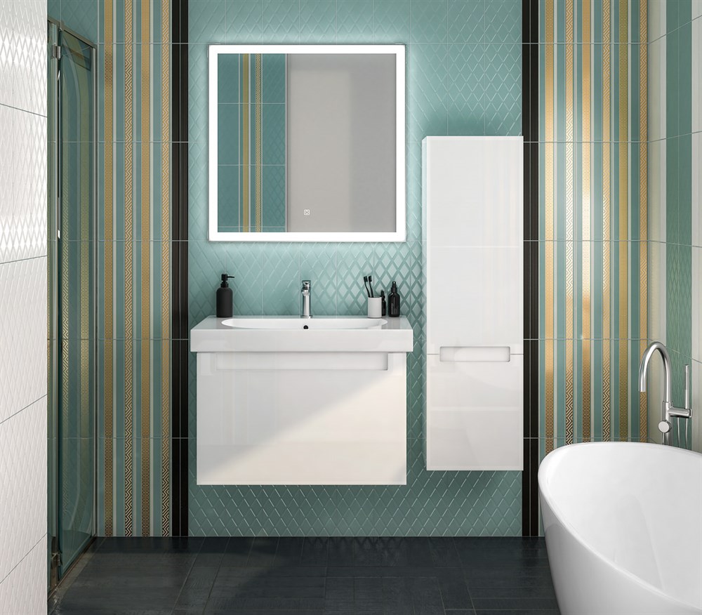 Раковина BUONGIORNO подвесная/мебельная 80, белая глянцевая