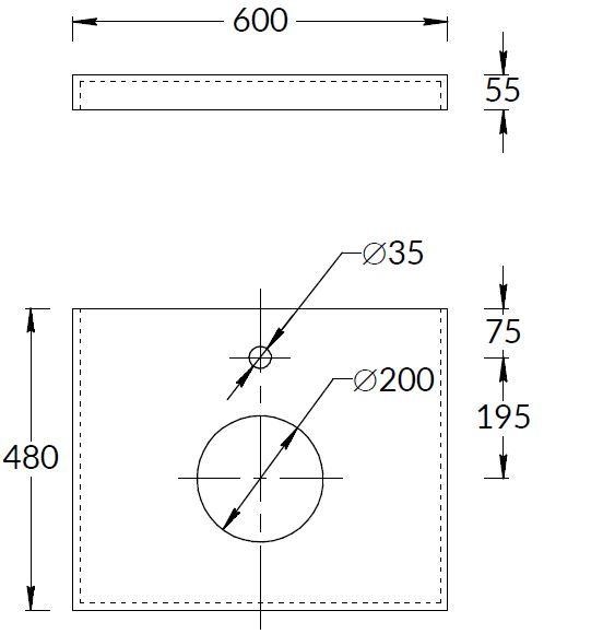 Столешница из керамогранита для накладных раковин, Про Чементо 60, синий темный натуральный
