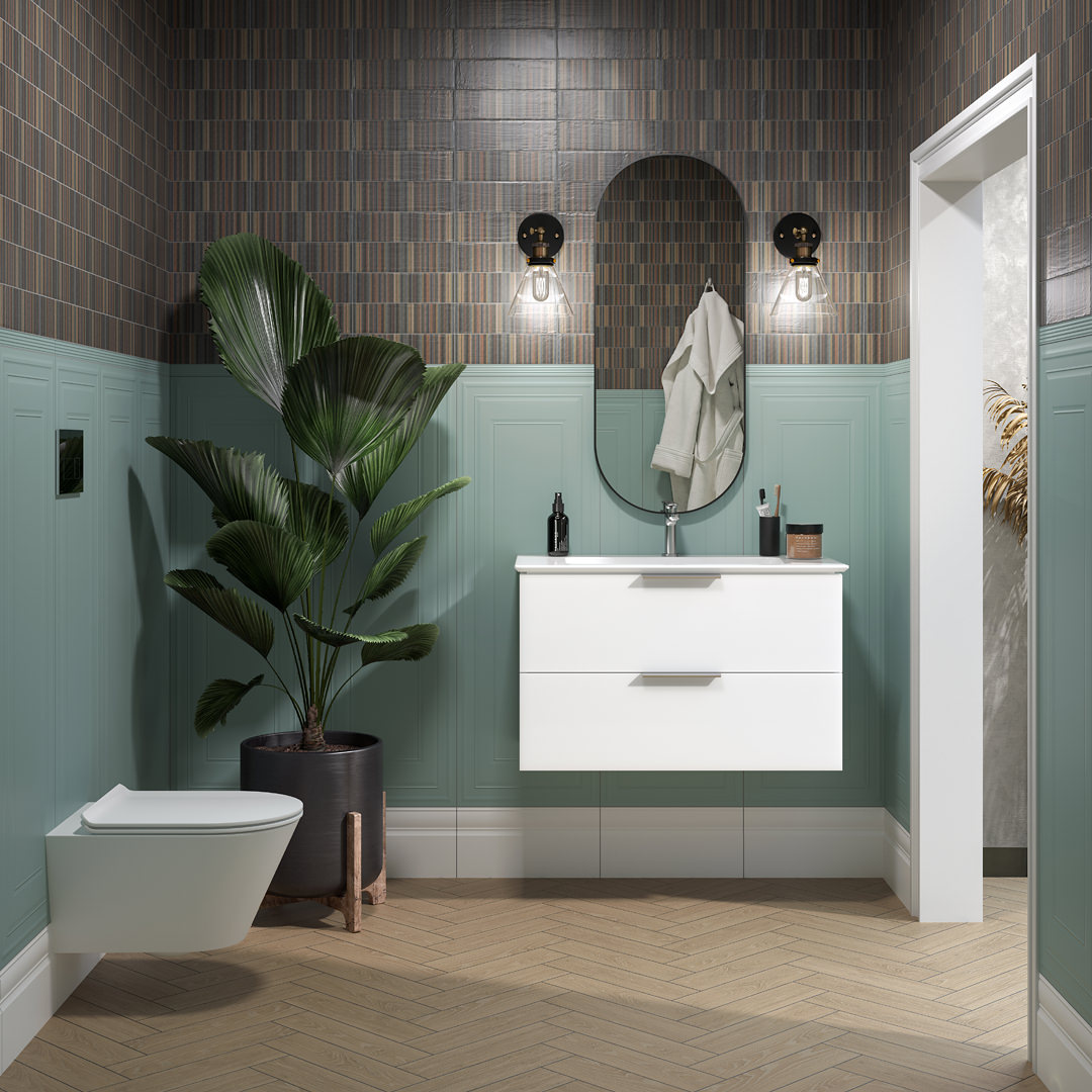 Тумба PIANO подвесная с ящиками 85, белая глянцевая