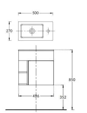 KERAMA MARAZZI KMLACb50MDg0 Тумба LATO подвесная 50 см, дверца push + полочки, утренний серый+серый пыльный матовый