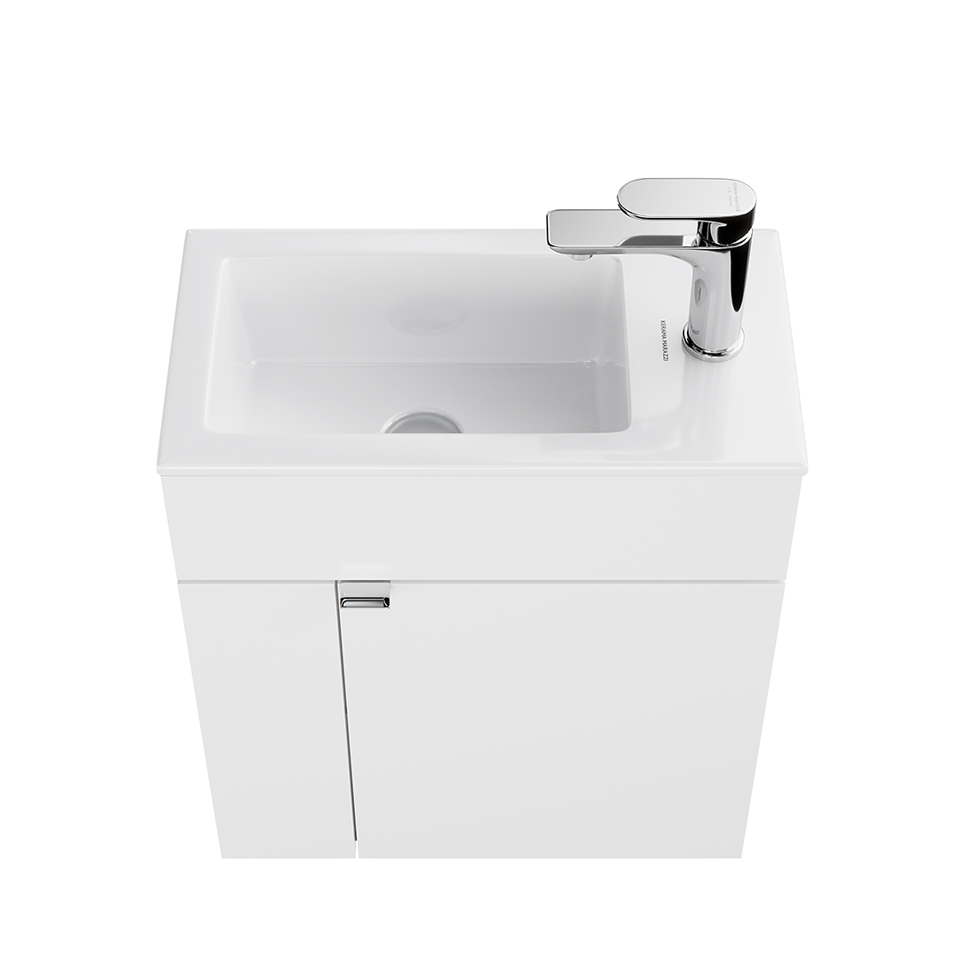 Тумба LATO подвесная с дверцей 50, белая глянцевая