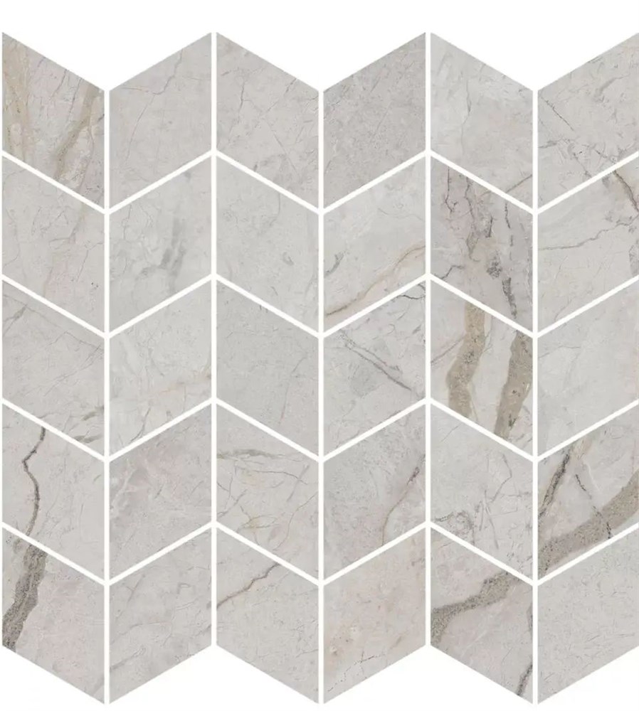 Декор Ифран мозаичный серый светлый глянцевый обрезной 30x31,2x0,9