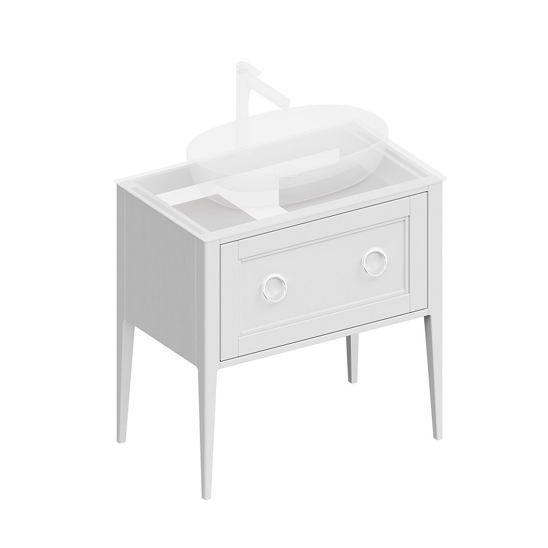 Тумба PLAZA Classic напольная с ящиками 80, белая матовая