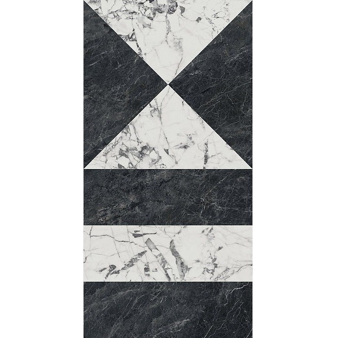 KERAMA MARAZZI SG565422R Бьянко Неро белый чёрный лаппатированный обрезной 60x119,5x0,9