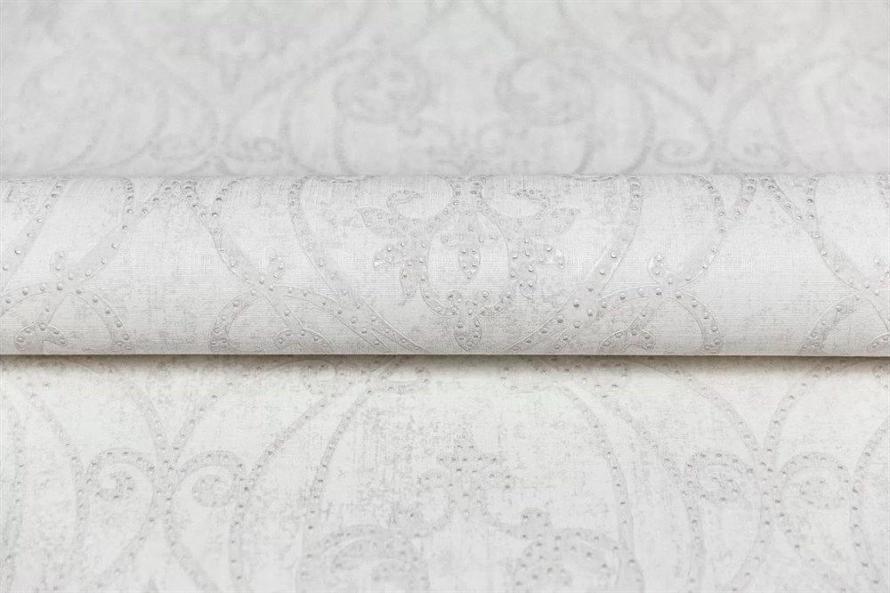 KERAMA MARAZZI KM8101 Обои виниловые Дамаск мотив, белый 1,06х10 (1, Т B) прямая стыковка