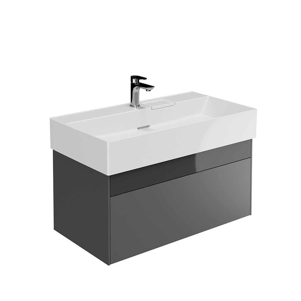 KERAMA MARAZZI LOG.90.2/ST Тумба LOGICA подвесная 2 ящика 90 см, стальной серый