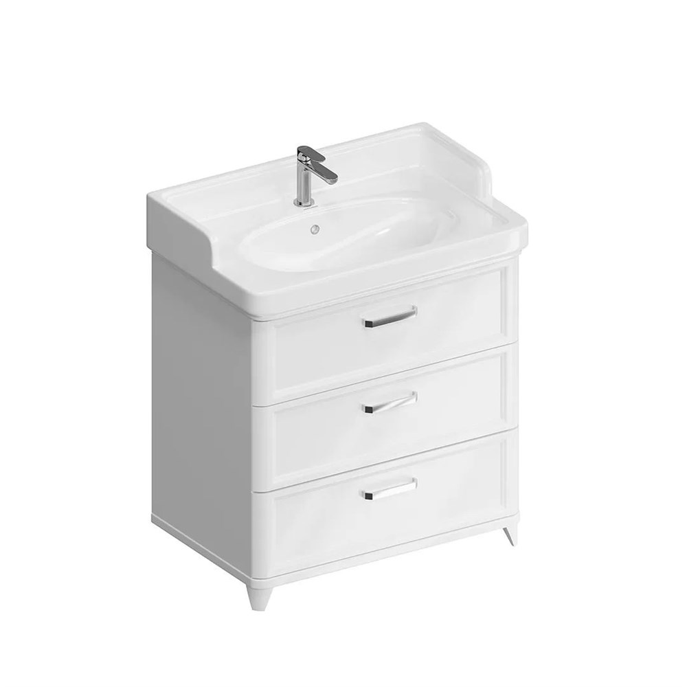 KERAMA MARAZZI PO.M.80.3/WHT Тумба POMPEI напольная с 3 ящиками 80, белая глянцевая