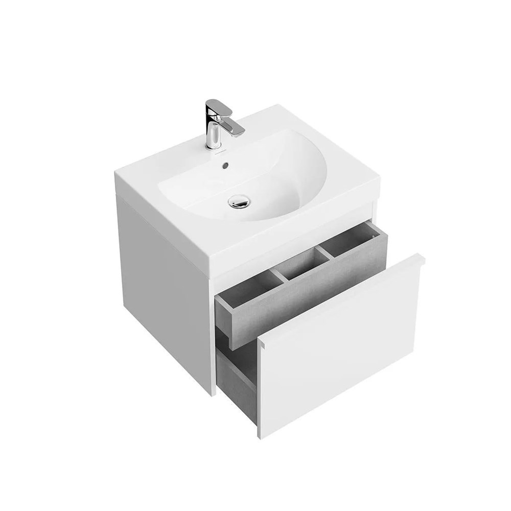 KERAMA MARAZZI MOD.60.1+1/WHT Тумба MODULA подвесная 60 с ящиком 1+1, белая глянцевая