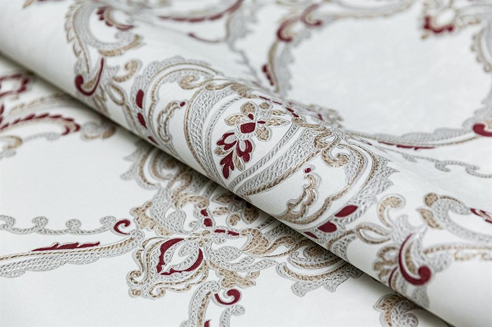 Обои виниловые на флизелиновой основе Ориент мотив, белый красный