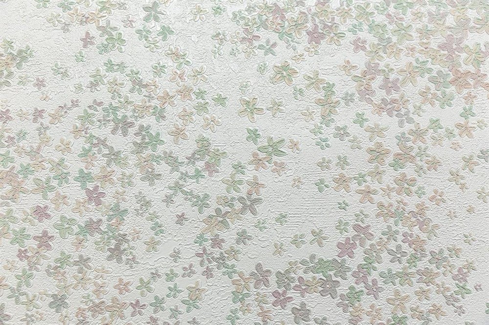 KERAMA MARAZZI KM7505 Обои виниловые Апрель мотив-1, белый цветной 1,06х10 (1, Т B) прямая стыковка