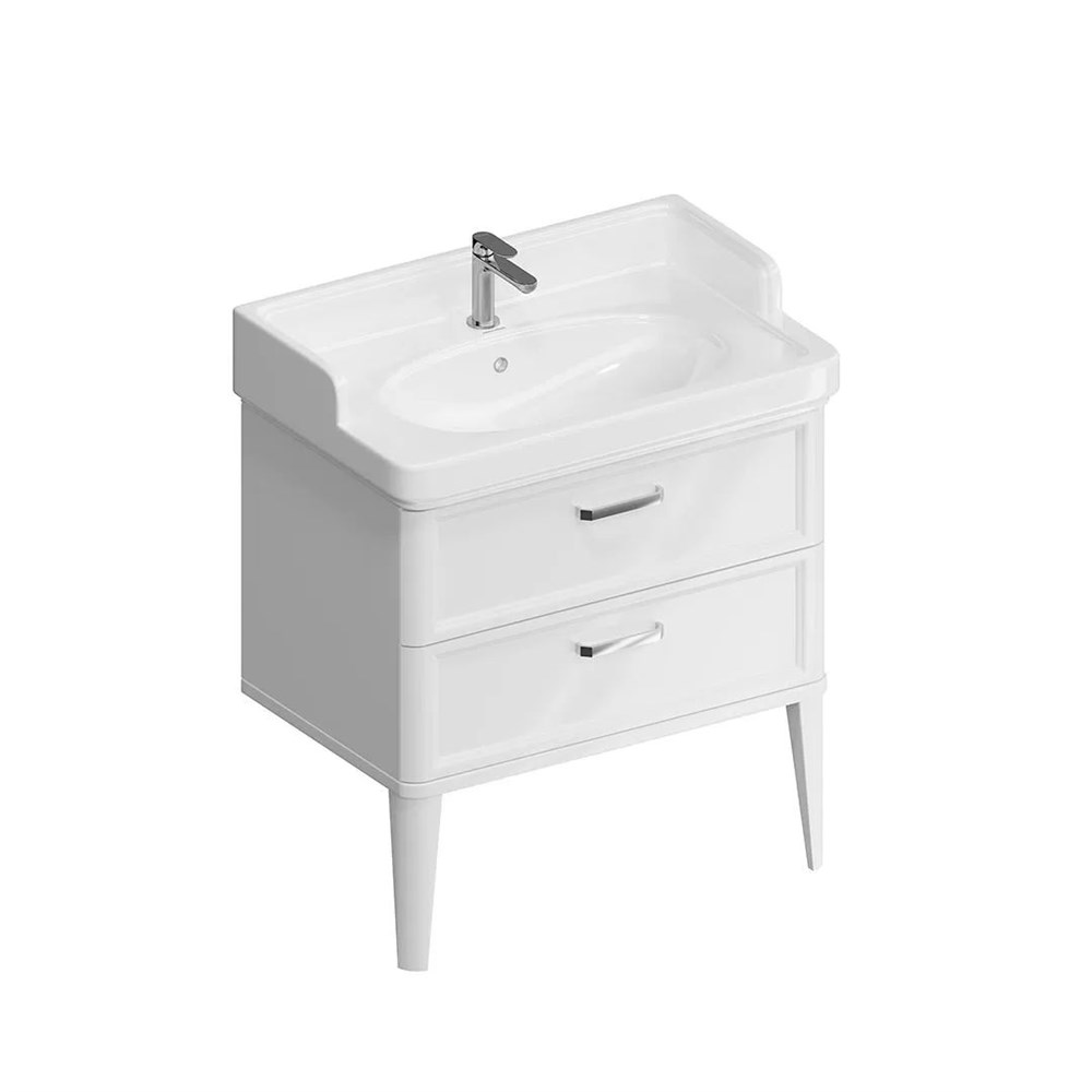 KERAMA MARAZZI PO.M.80.2/WHT Тумба POMPEI напольная с 2 ящиками 80, белая глянцевая