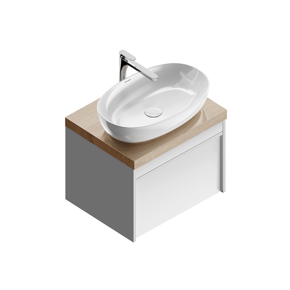 Раковина PLAZA накладная 60, белая глянцевая