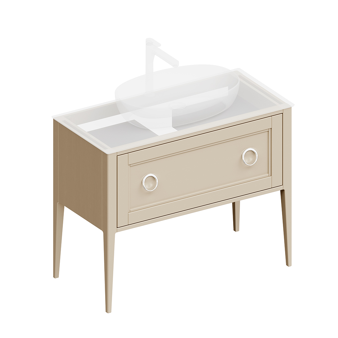 Тумба PLAZA Classic напольная с ящиками 100, капучино матовая