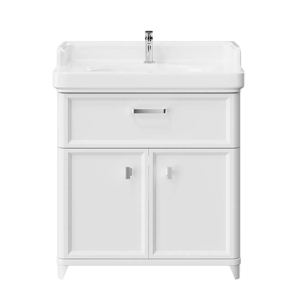 KERAMA MARAZZI PO.M.80.1/WHT Тумба POMPEI напольная с ящиком и дверцами 80, белая глянцевая