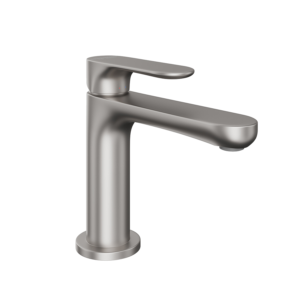 Смеситель для раковины OLE однорычажный без донного клапана 3/8, титановый атласный