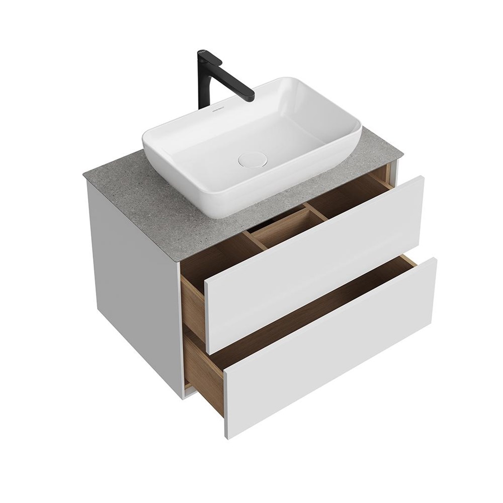 KERAMA MARAZZI PLB.M.80.2/WHT.V Тумба PLAZA Modern подвесная 80, 2 ящика, белая глянцевая