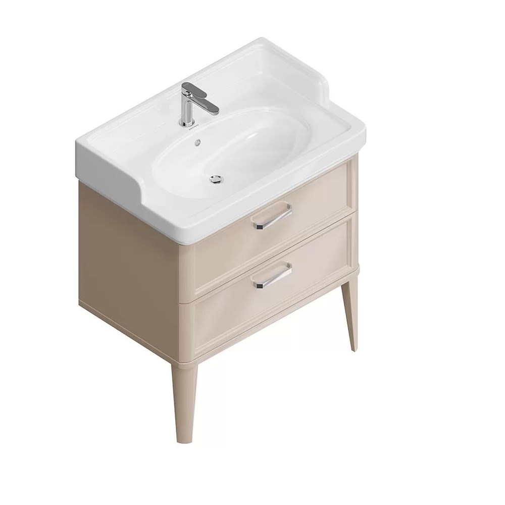 KERAMA MARAZZI PO.M.80.2/CAM Тумба POMPEI напольная с 2 ящиками 80, камео бежевый глянцевый