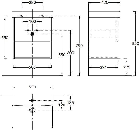 KERAMA MARAZZI PRO.55.1/OLM Тумба PRO подвесная 1 ящик 55, вяз швейцарский