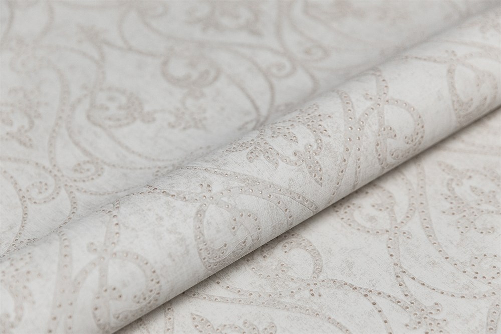 KERAMA MARAZZI KM8102 Обои виниловые Дамаск мотив, бежево-серый 1,06х10 (1, Т A) прямая стыковка