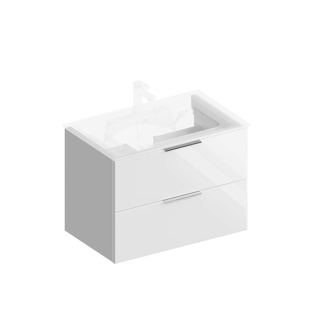 Тумба PIANO подвесная с ящиками 75, белая глянцевая