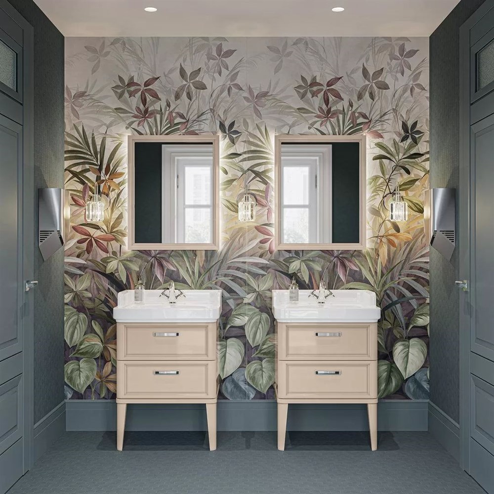 KERAMA MARAZZI PO.M.60.2/CAM Тумба POMPEI напольная с 2 ящиками 60, камео бежевый глянцевый