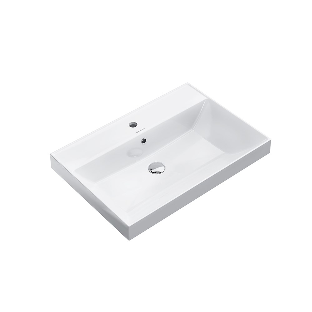 Раковина CUBO подвесная/мебельная 70, белая глянцевая