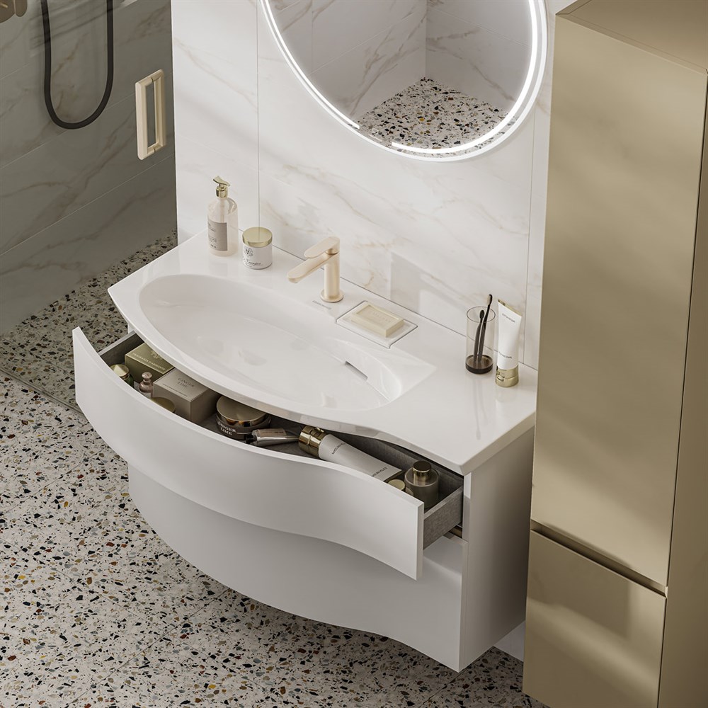 KERAMA MARAZZI RV.wb.100Lh Раковина RIVA мебельная левая с крепежом 100, белая глянцевая