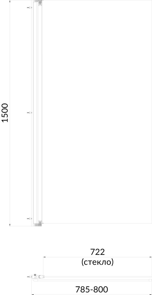 Шторка на ванну VETRO, распашная 80х150, хром