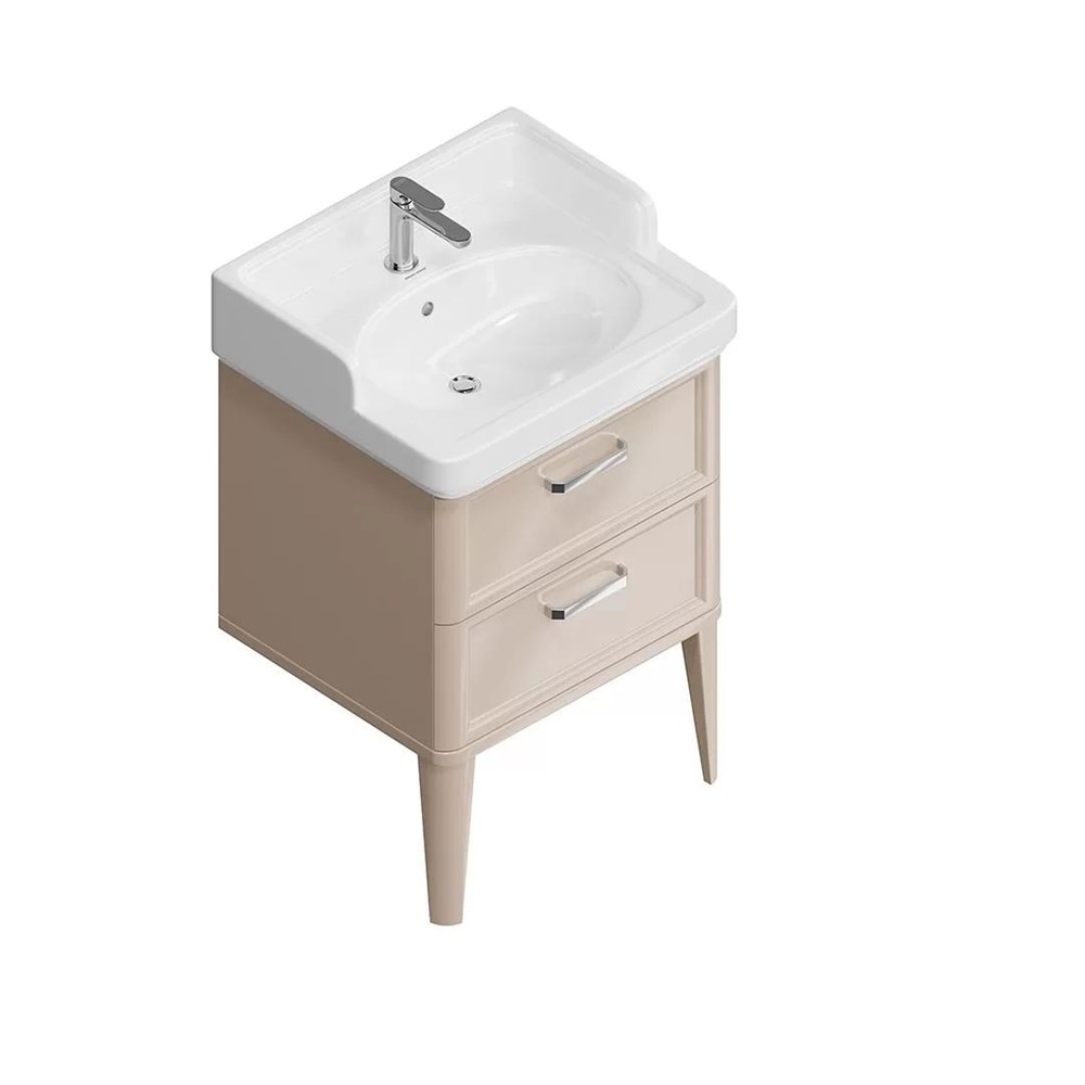 KERAMA MARAZZI PO.M.60.2/CAM Тумба POMPEI напольная с 2 ящиками 60, камео бежевый глянцевый