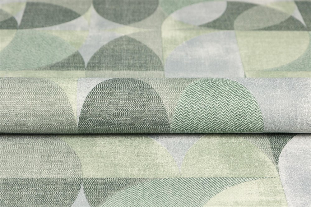 KERAMA MARAZZI KM8513 Обои виниловые Шафран мотив,зелёный, круги 1,06х10 (1, Т A) прямая стыковка