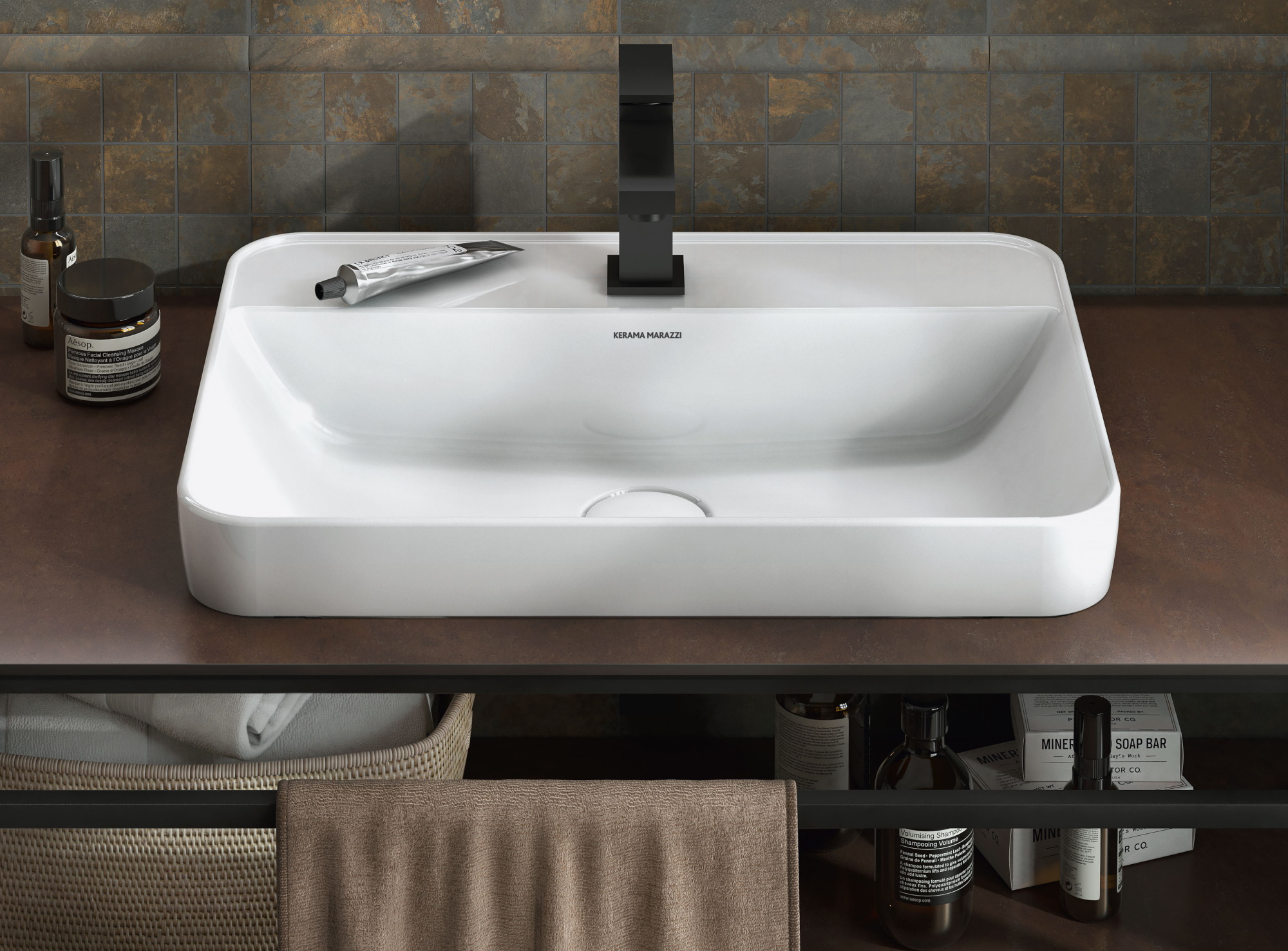 Раковина PLAZA встраиваемая сверху 55, белая глянцевая