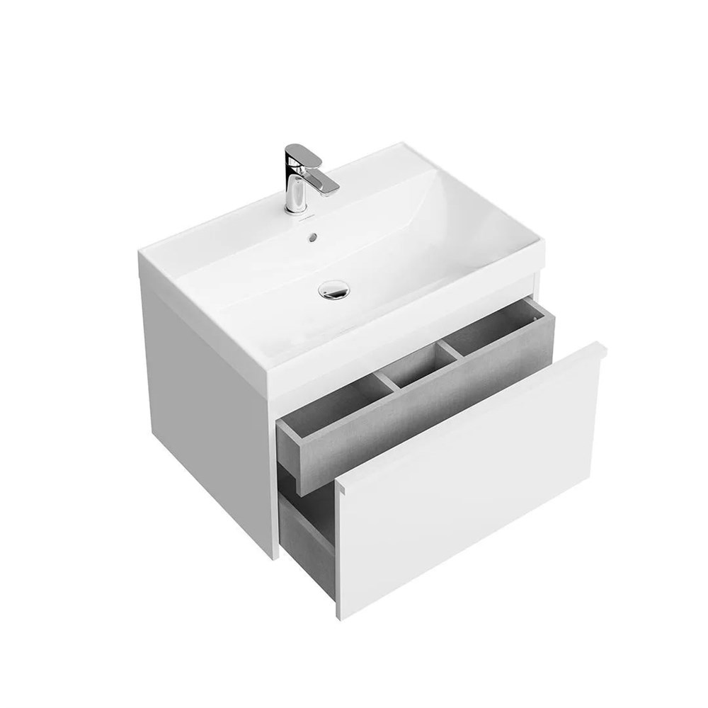 KERAMA MARAZZI MOD.70.1+1/WHT Тумба MODULA подвесная 70 с ящиком 1+1, белая глянцевая