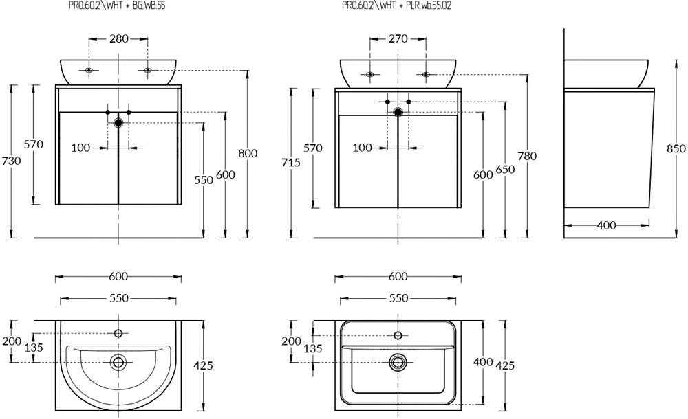 KERAMA MARAZZI PRO.60.2\WHT Тумба PRO подвесная 2 дверцы 60, белая глянцевая