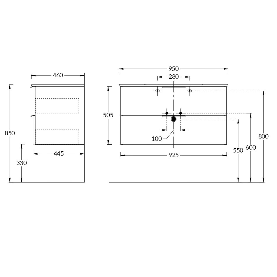 Тумба PIANO Forte подвесная 95, белая глянцевая