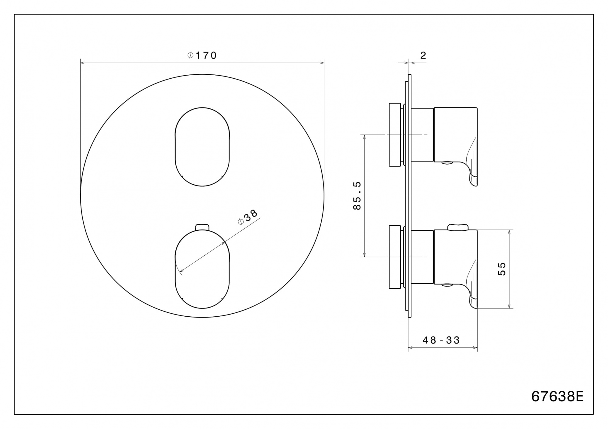 Встраиваемый термостатический смеситель для душа OLE с регулировкой температуры, титановый атласный