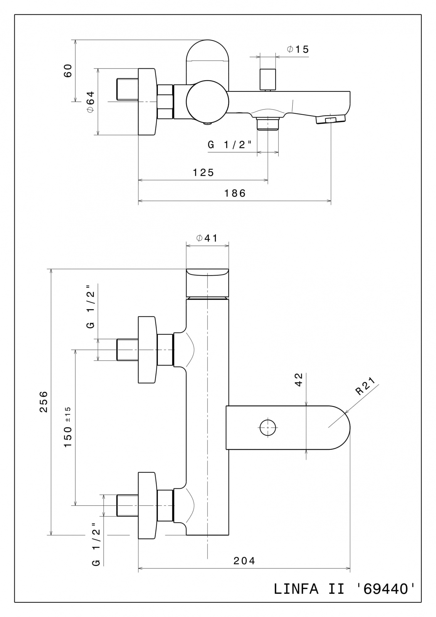 Смеситель для ванны OLE настенный, золотой атласный