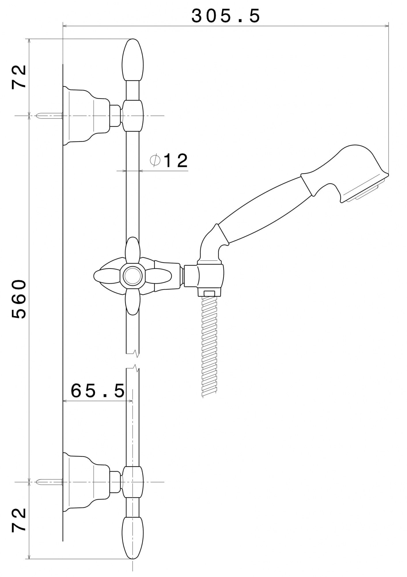 Душевая стойка MUSE без выхода для подачи воды, потертая бронза