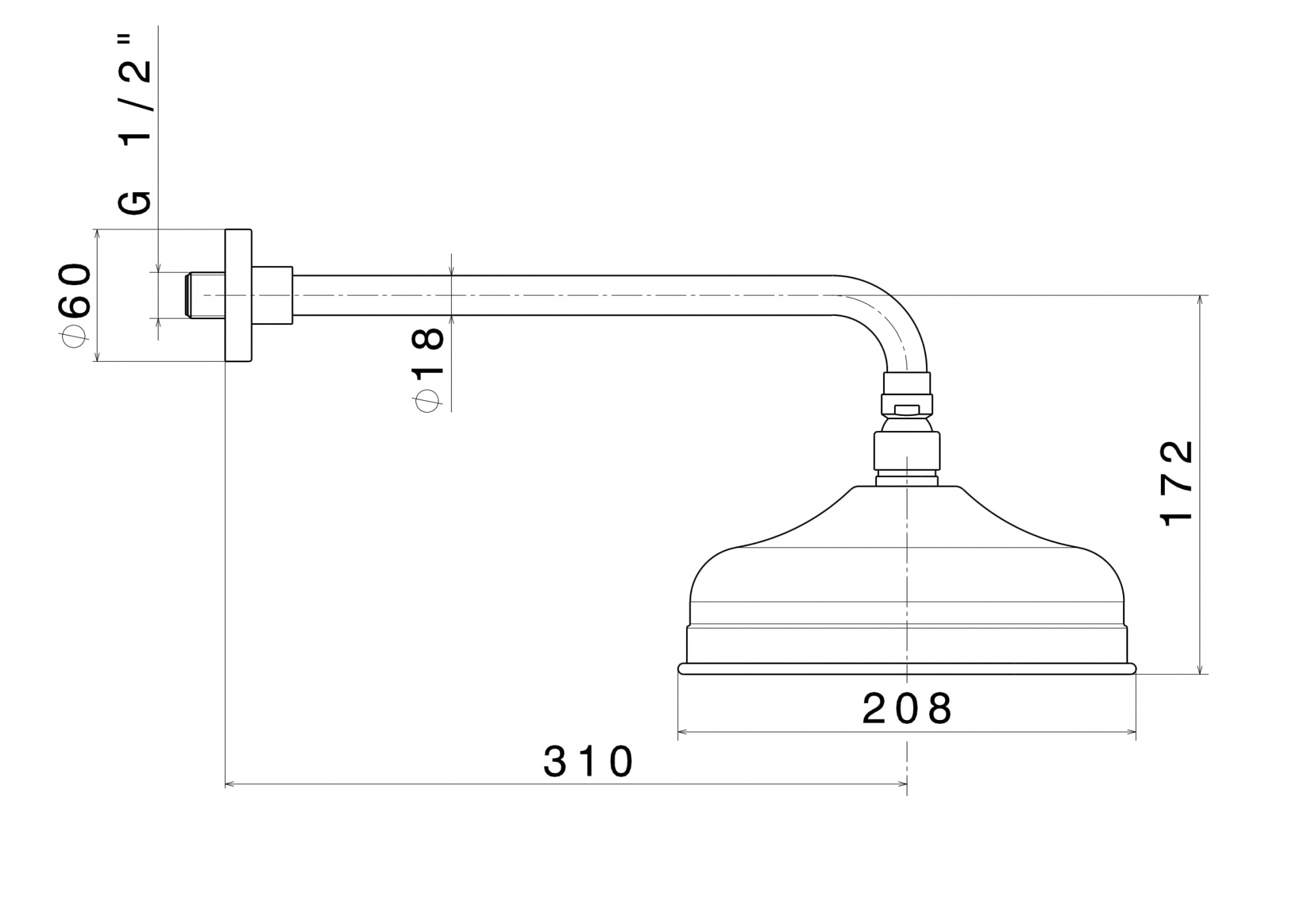 Душевая лейка MUSE «тропический дождь» с кронштейном, потертая бронза